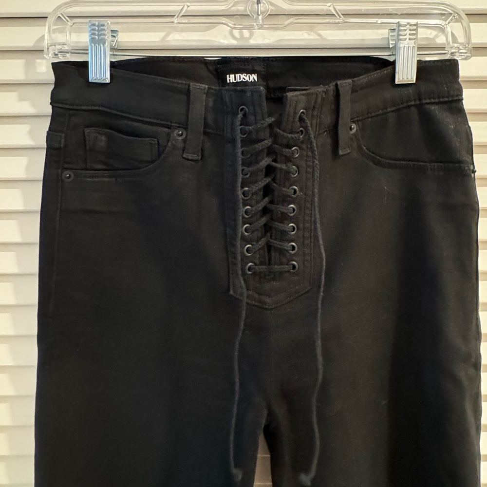 Hudson Lace up high rise waxed denim